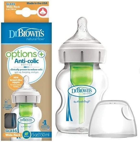 شیشه شیر پیرکس پهن 150 میل آنتی کولیک و ضد نفخ 51700 دکتر براون دکتر براونز Dr Brown's