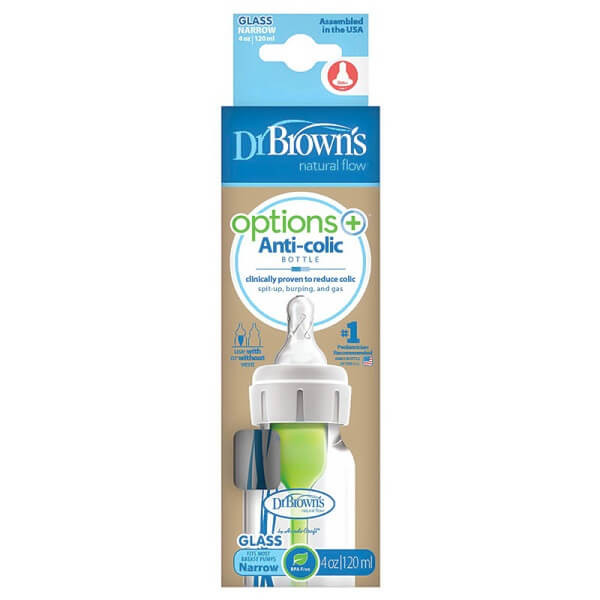 شیشه شیر پیرکس باریک 120 میل آنتی کولیک و ضد نفخ 41001 دکتر براون دکتر براونز Dr Brown's