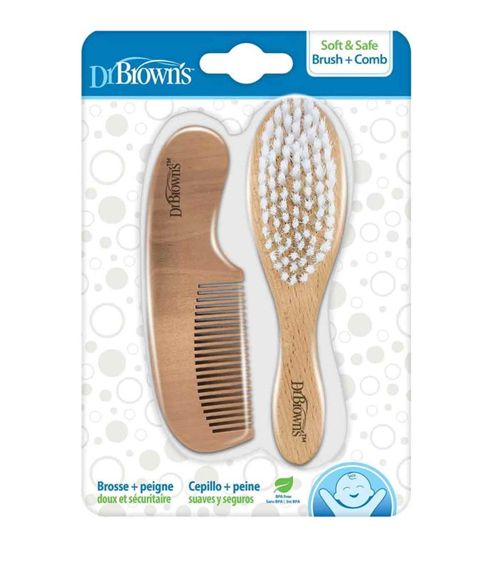 ست شانه و برس 2 تکه چوبی hg086 دکتر براون dr browns