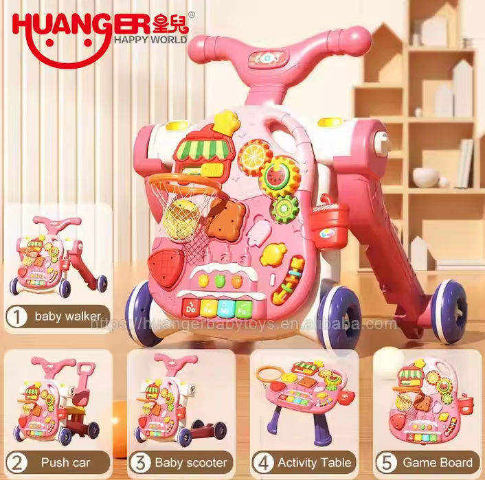 واکر 6 کاره موزیکال صورتی کد He-0813 هانگر Huanger