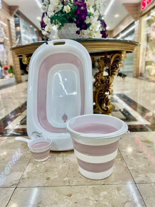 سرویس وان حمام 3 تکه آکاردئونی کودک Bee Home | وان تاشو 3 تکه ترک بی هوم
