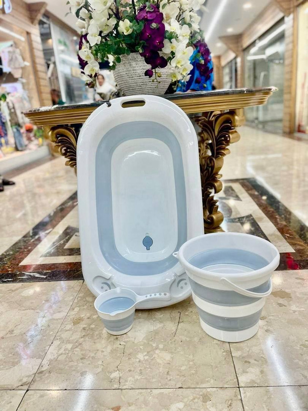 سرویس وان حمام 3 تکه آکاردئونی کودک Bee Home | وان تاشو 3 تکه ترک بی هوم