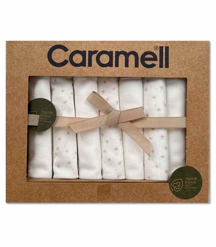 دستمال دست و صورت ارگانیک نوزادی 7 عددی کارامل caramell