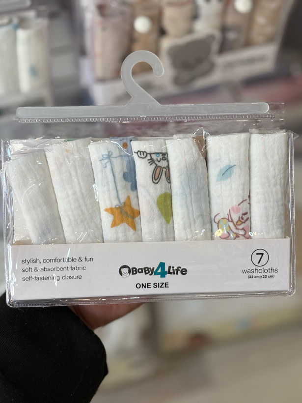 دستمال موسلین دست و صورت نوزادی 7 عددی بیبی فور لایف baby4life
