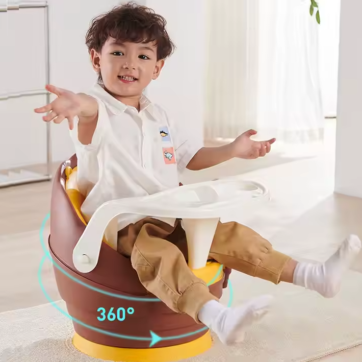 صندلی غذا پرتابل کودک میز دار چرخشی 360 درجه طرح شیر 823-9 رنگ صورتی