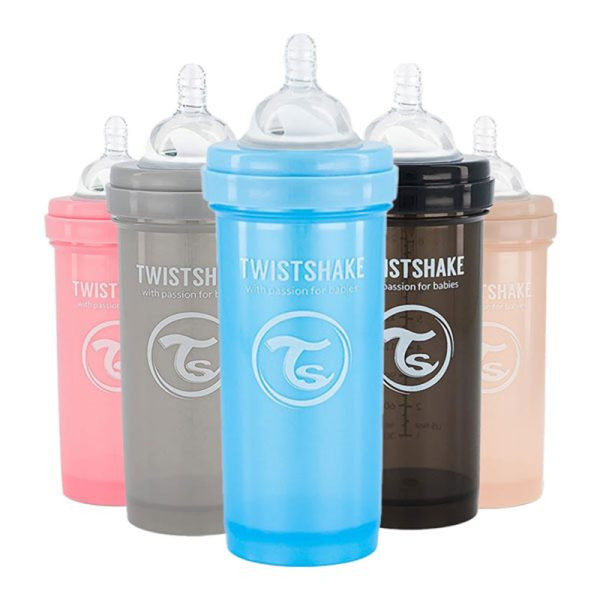 شیشه شیر آنتی کولیک تویست شیک ۲۶۰ میلی لیتر twistshake اورجینال همراه با ظرف شیرخشک