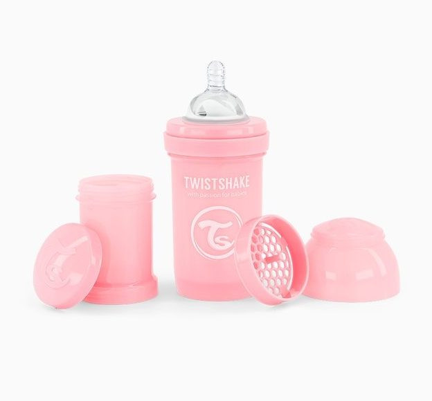 شیشه شیر آنتی کولیک تویست شیک 180 میلی لیتر twistshake اورجینال همراه با ظرف شیرخشک