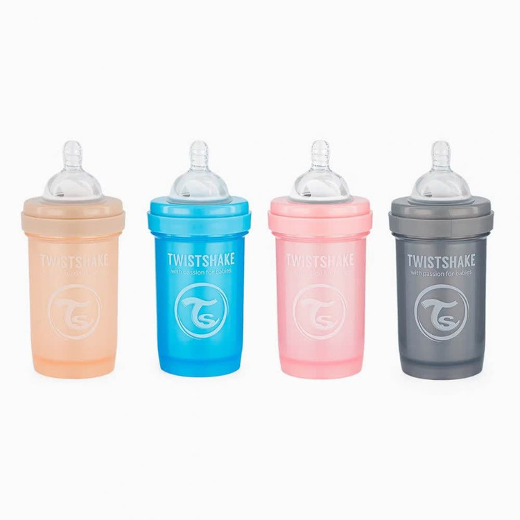 شیشه شیر آنتی کولیک تویست شیک 180 میلی لیتر twistshake اورجینال همراه با ظرف شیرخشک