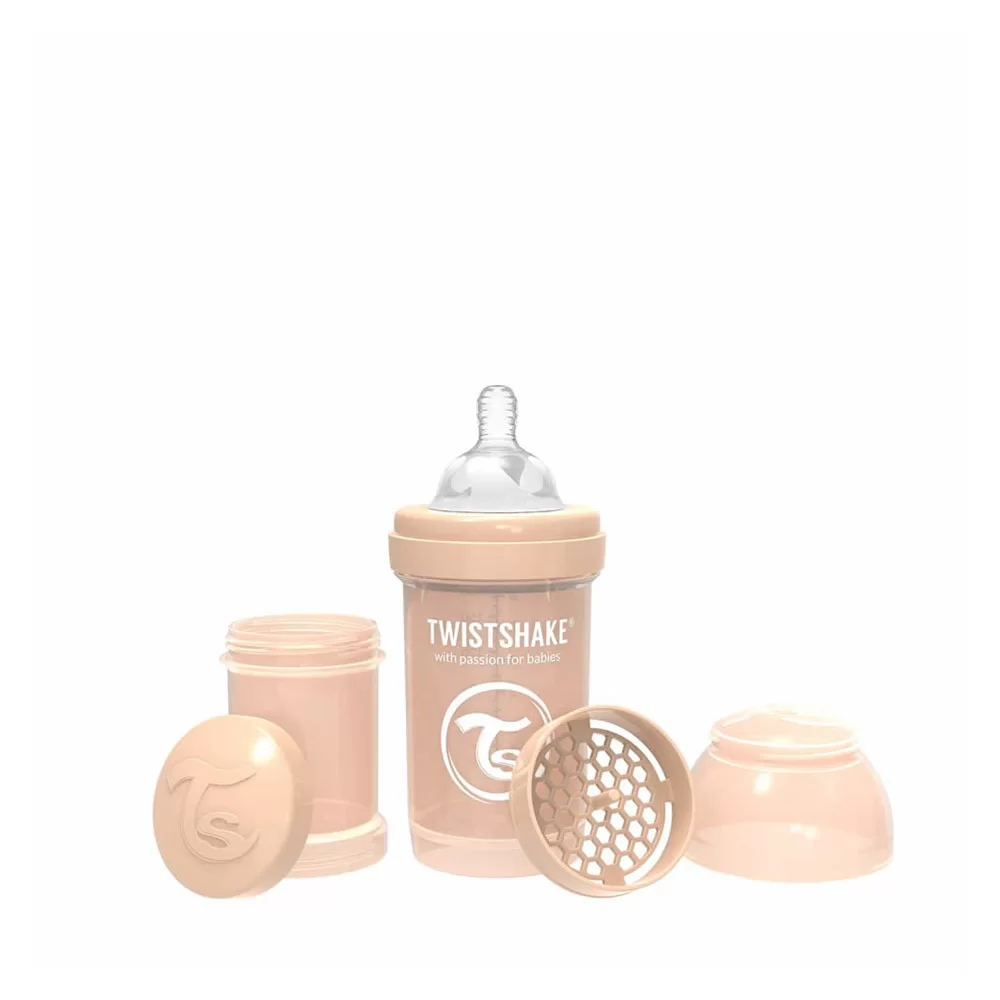 شیشه شیر آنتی کولیک تویست شیک 180 میلی لیتر twistshake اورجینال همراه با ظرف شیرخشک