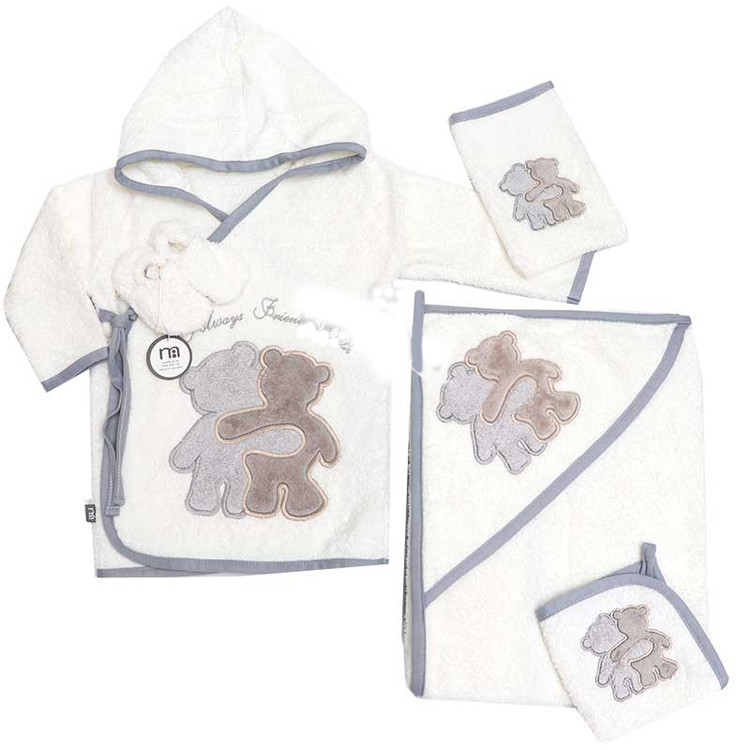 ست حوله نوزادی 5 تکه طرح دو خرس مدل کیمونو مادرکر mothercare