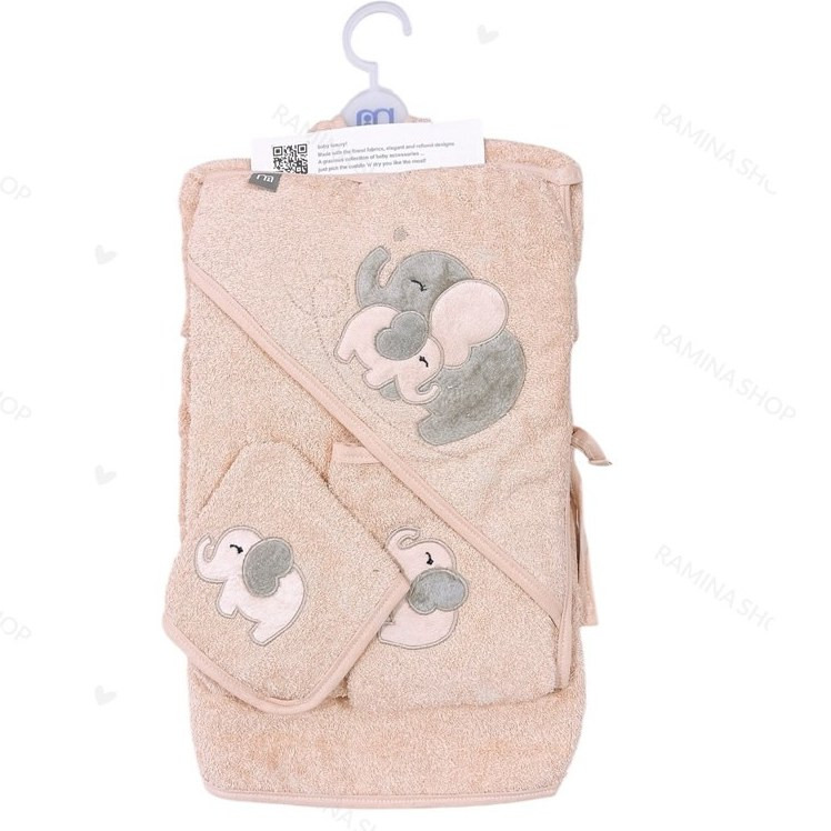 ست حوله نوزادی 5 تکه طرح فیل و بچه مدل کیمونو مادرکر mothercare