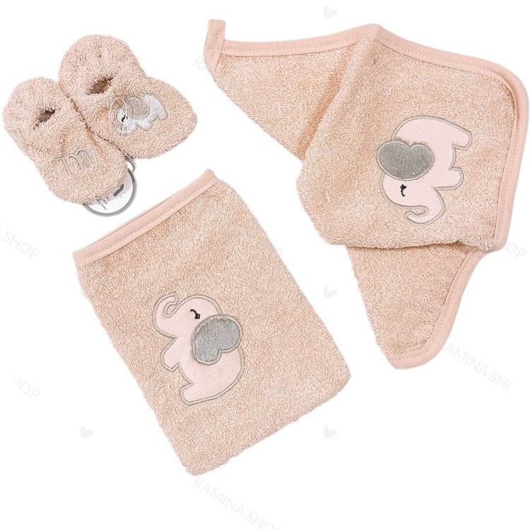 ست حوله نوزادی 5 تکه طرح فیل و بچه مدل کیمونو مادرکر mothercare
