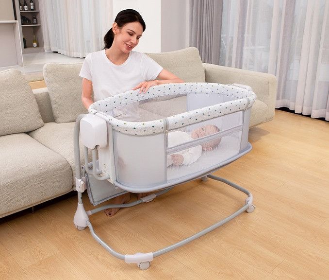 تخت کنار مادر و گهواره برقی 3 در 1 ماستلا Mastela | گهواره کنار باز شو نوزاد