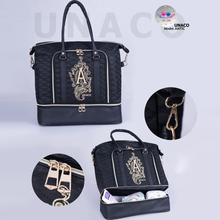 ساک لوازم یوناکو مدل آنتیک antique مشکی | ساک کوله ای کودک Unaco