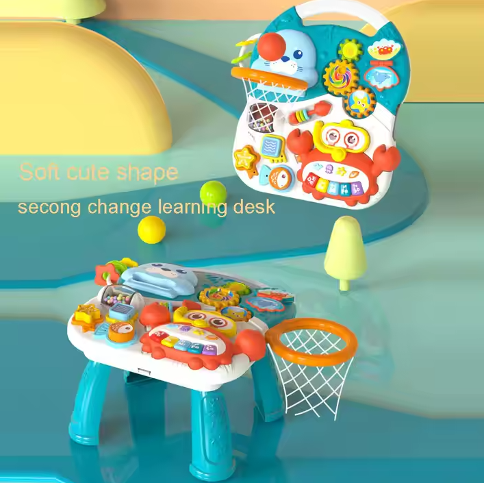 واکر و میز آموزشی 2 کاره موزیکال آبی هانگر Huanger کد He0828