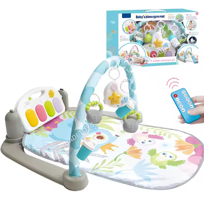 تشک بازی پیانویی ریموت دار بلوتوثی جغد kids melody کد 6657b آبی | زیرانداز بازی موزیکال
