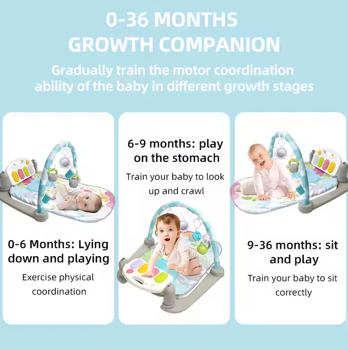 تشک بازی پیانویی ریموت دار بلوتوثی جغد kids melody کد 6657b آبی | زیرانداز بازی موزیکال