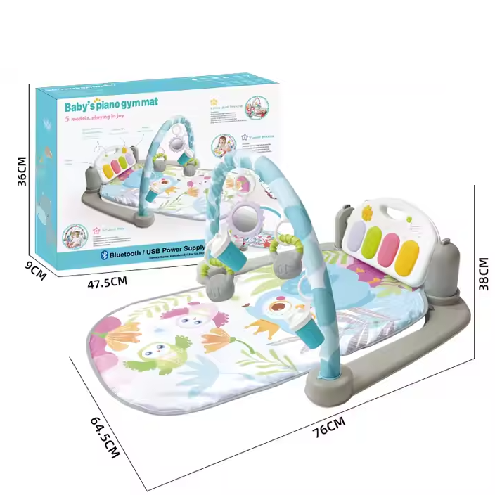 تشک بازی پیانویی ریموت دار بلوتوثی جغد kids melody کد 6657b آبی | زیرانداز بازی موزیکال