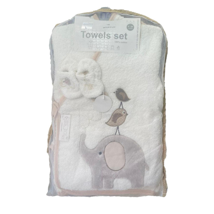 ست حوله نوزادی 5 تکه طرح فیل و گنجشک مدل کیمونو مادرکر mothercare