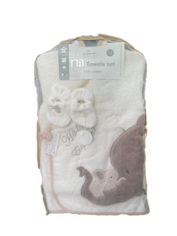 ست حوله نوزادی 5 تکه طرح فیل و بچه مدل کیمونو مادرکر mothercare