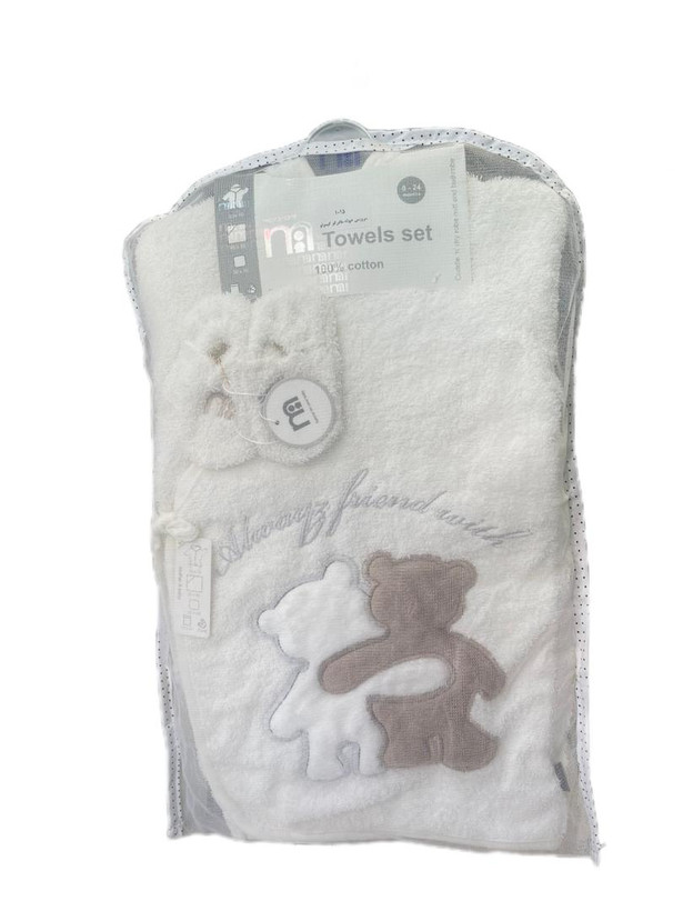 ست حوله نوزادی 5 تکه طرح دوستی خرسی مدل کیمونو مادرکر mothercare