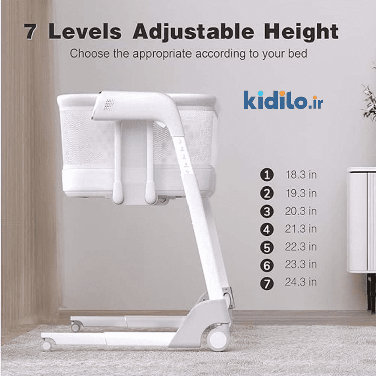 تخت و گهواره کنار مادر 3 کاره کیدیلو Kidilo کد SG506G رنگ طوسی
