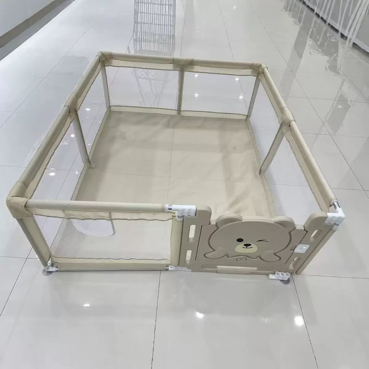 پارک بازی و استخر توپ کودک سایز بزرگ 200*180 همراه با کف پوش طرح تدی کرم