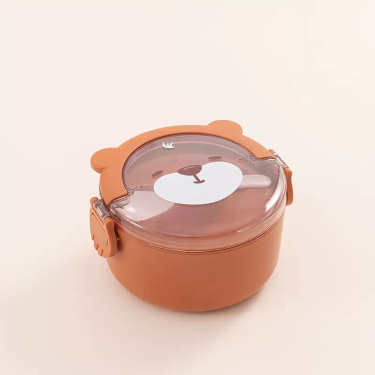 فلاکس غذا کودک طرح خرس گوشدار همراه با قاشق | مجموعه فلاسک غذا ظرف تدی داخل استیل