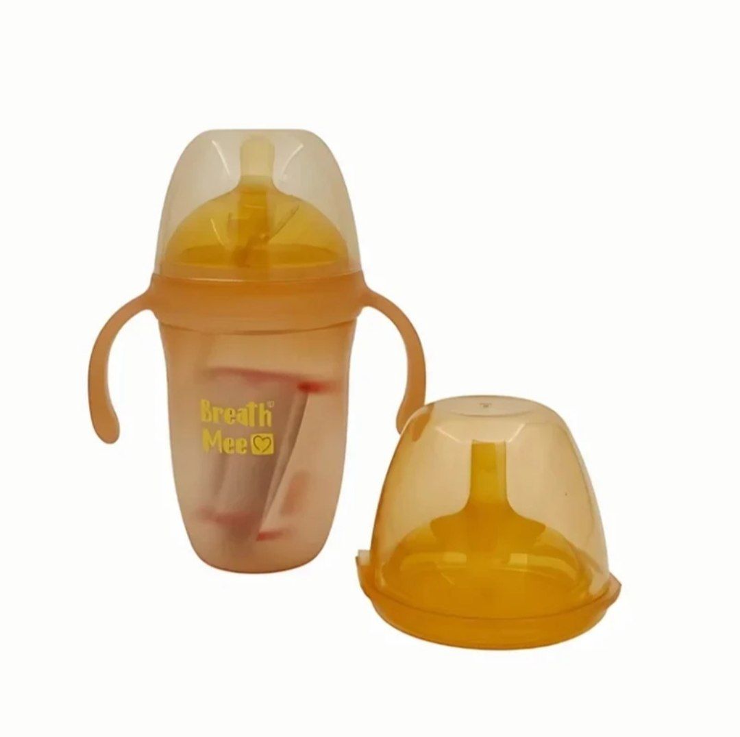 شیشه شیر و لیوان آبخوری سیلیکونی دسته دار 240 میل برث می Breath Mee
