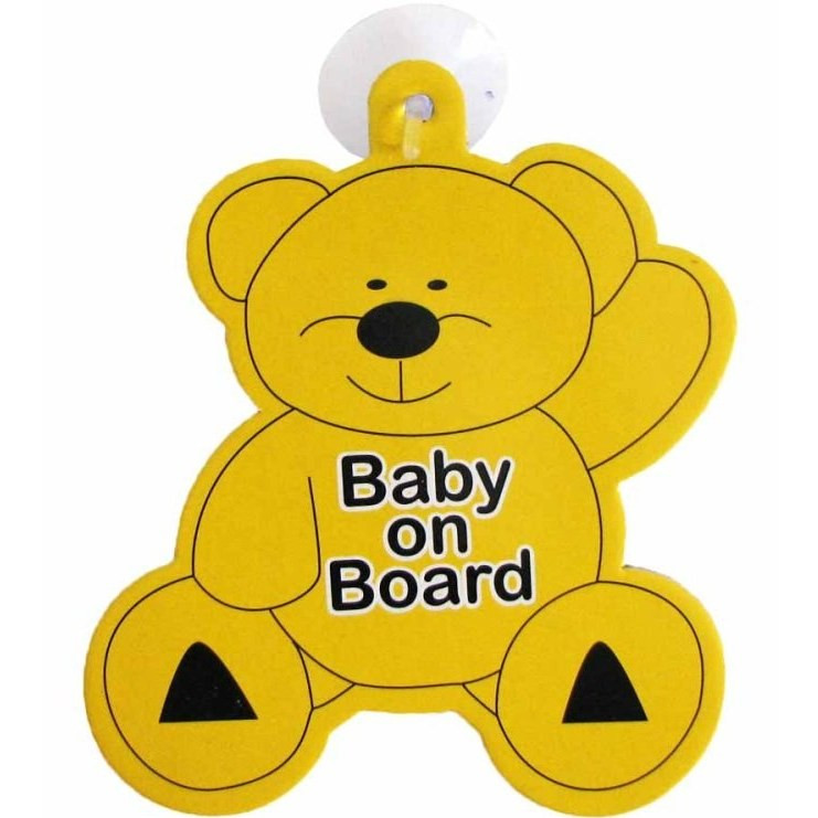 آویز هشدار کودک در ماشین مدل baby on board | تابلو استیکری خودرو