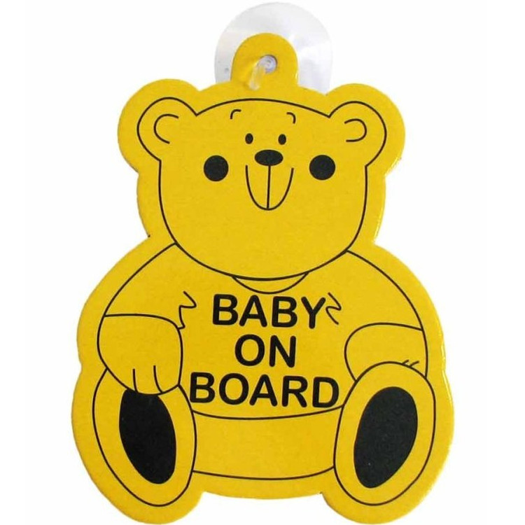 آویز هشدار کودک در ماشین مدل baby on board | تابلو استیکری خودرو