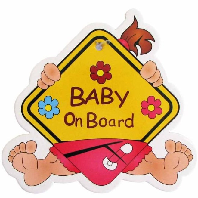 آویز هشدار کودک در ماشین مدل baby on board | تابلو استیکری خودرو