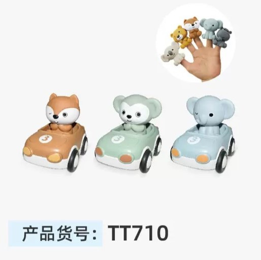 ست پوپت بندانگشتی و ماشین سیلیکونی 6 عددی konig kids t717-t716-t710