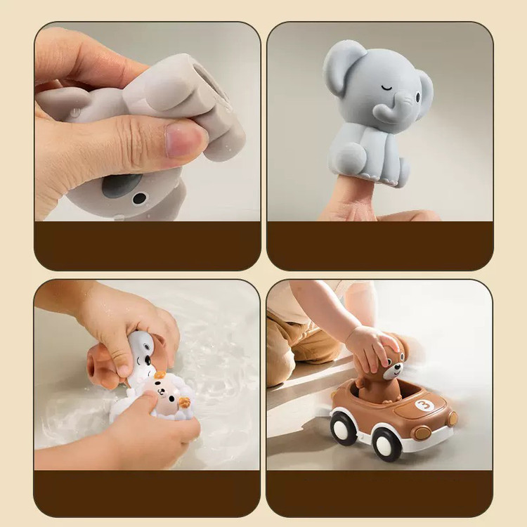 ست پوپت بندانگشتی و ماشین سیلیکونی 6 عددی konig kids t717-t716-t710