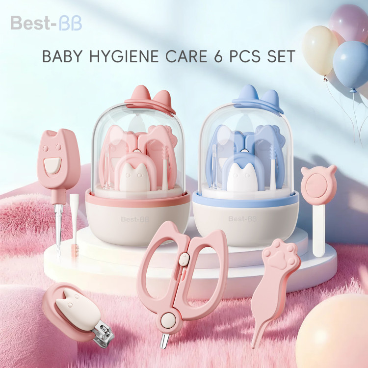 ست ناخنگیر کودک 6 تکه گربه best baby همراه با قاب 0163 | ناخنگیر نوزاد
