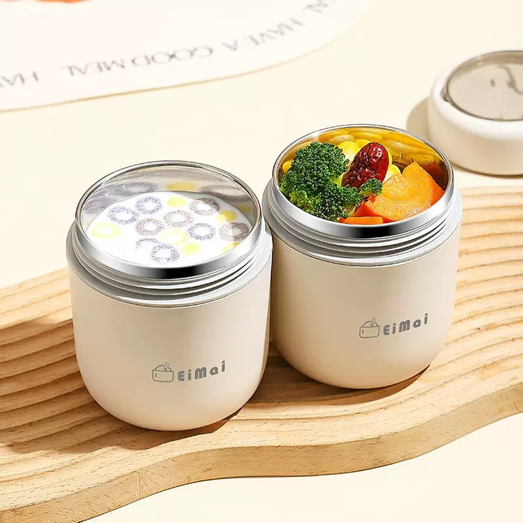 فلاکس غذا کودک طرح eimai همراه با قاشق کد 0720 | فلاسک غذا ظرف نوزاد داخل استیل