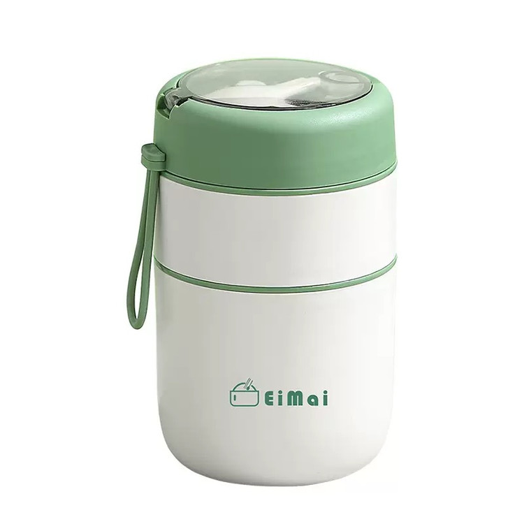 فلاکس غذا کودک طرح eimai همراه با قاشق کد 0720 | فلاسک غذا ظرف نوزاد داخل استیل