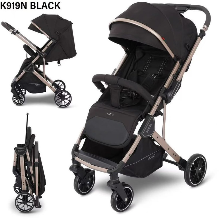 کالسکه مسافرتی دسته دو طرفه رو به مادر شو مدل k919n مشکی کیدیلو kidilo