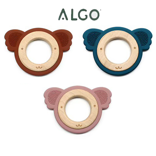 دندانگیر سیلیکونی و چوبی نوزاد طرح کوآلا مدل قابدار algo