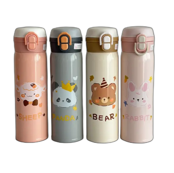 فلاکس فلاسک آب دو درب بازشو نی دار قفلی bear 968-9