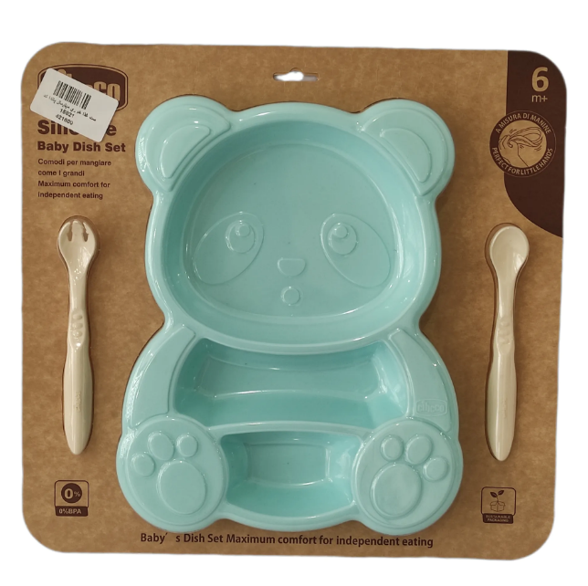 ست ظرف غذا سیلیکونی 3 تکه کودک چیکو طرح پاندا